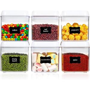 Vtopmart 4 PCS Airtight Food Storage Containers, BPA Free Plastic Spaghetti Pasta Containers with Easy Lock Lids, for Kitchen Pantry Organization and Storage, Include 24 Labels, 1.8L(6)
