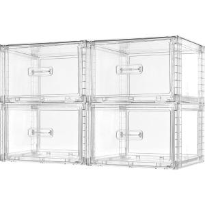 Vtopmart 4 Pack 13QT Clear Stackable Storage Drawers,Easily Assemble Acrylic Closet Organizers,Plastic Storage Bins for Bathroom,Cabinet,Kitchen Pantry,Under Sink Organization