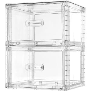 Vtopmart 4 Pack 18QT Clear Stackable Storage Drawers,Easily Assemble Closet Organizers,Plastic Storage Bins for Bathroom,Cabinet,Kitchen Pantry,Under Sink Organization(Medium)(clear)