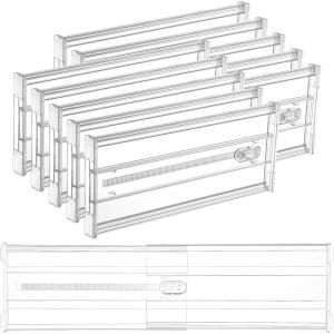 Vtopmart 4 Pack 6″ Tall Upgrade Drawer Dividers for Big and Deep Drawer, 12.8″-22.3″ Adjustable Expandable Dresser Drawer Organizer, Clear Plastic Separators for Dresser, Baby Supplies, Kitchenware(10)
