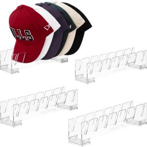 Vtopmart 4 Pack Hat Organizer Holder for Baseball Caps Storage, Clear Hats Display Stand Holds Up to 28 Caps for Closet, Dresser