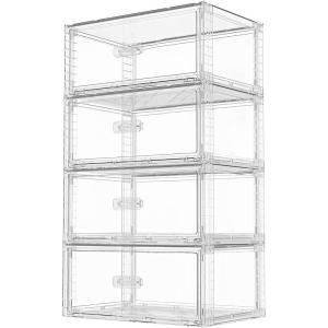 Vtopmart 5 Pack Large & Medium Stackable Drawer Organizer Set, 108QT Easy Assembly Clear Plastic Storage Cabinet, Durable Dresser for Closet, Bedroom, Entryway, Playroom & Apartment Organization(4pk Large)