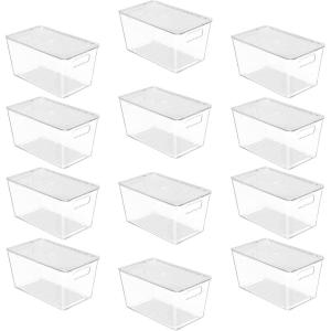 Vtopmart 6 Pack Clear Stackable Storage Bins with Lids,XLarge Plastic Containers with Handle for Pantry Organizer and Storage,Perfect for Kitchen,Fridge,Cabinet, Closet,Bathroom Organization(12)