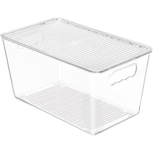 Vtopmart 6 Pack Clear Stackable Storage Bins with Lids,XLarge Plastic Containers with Handle for Pantry Organizer and Storage,Perfect for Kitchen,Fridge,Cabinet, Closet,Bathroom Organization(1)