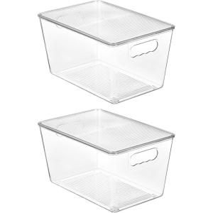 Vtopmart 6 Pack Clear Stackable Storage Bins with Lids,XLarge Plastic Containers with Handle for Pantry Organizer and Storage,Perfect for Kitchen,Fridge,Cabinet, Closet,Bathroom Organization(2)
