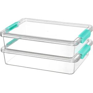 Vtopmart 6 Qt Plastic Storage Bins with Lids, Clear Sensory Bins, Arts Crafts Organizers and Storage, Stackable Containers for Home Office and School Supplies, 4 Pack(6 Qt)