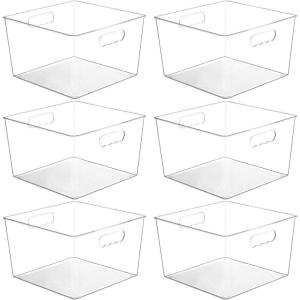 Vtopmart 8 Pack Extra Large Clear Plastic Storage Bins,11×11 Cube Acrylic Organizer Square Containers with Handle for Pantry,Closet,LaundryRoom,Kitchen,Bathroom,UnderSink Organization(6)