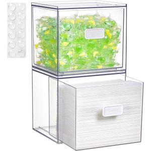 Vtopmart Disposable Facial Towels Holder,Clear Storage Drawer Compatible with Clean Skin Club Towel XL,Acrylic Box Hold 50 Count,Stylish and Functional Bathroom Accessory for Coutertop Organization(2)