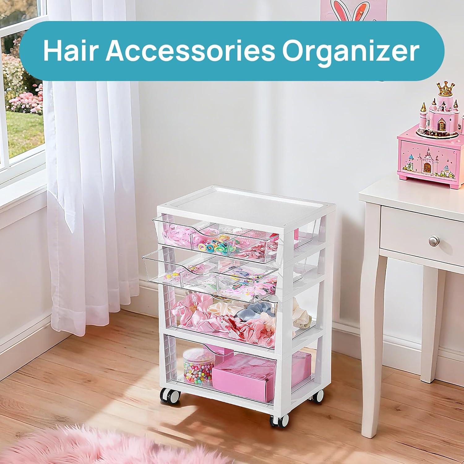 imageVtopmart Plastic Drawer Storage Rolling Cart with Wheels 4Tier Drawer Organizer for Art Crafts Supplies Home Office Supplies Toys Under Desk Storage for Office Craft Room Bedroom Classroom4 Tier 4 Drawers