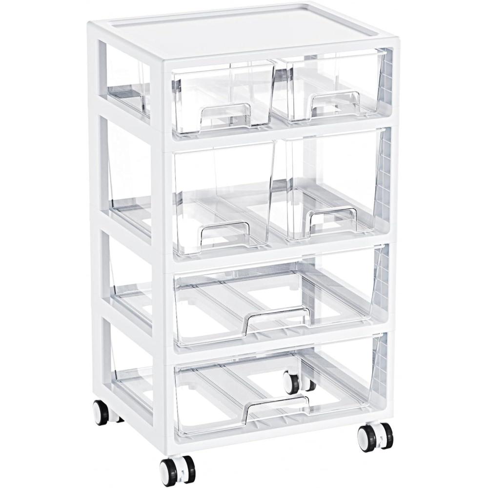 imageVtopmart Plastic Drawer Storage Rolling Cart with Wheels 4Tier Drawer Organizer for Art Crafts Supplies Home Office Supplies Toys Under Desk Storage for Office Craft Room Bedroom Classroom4 Tier 6 Drawers