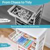 Vtopmart 8 Tier Rolling Cart with Drawers, Clear Plastic Drawers with Removable Dividers for Art &Office Supplies, Beauty Products, Toy, Under Desk Storage for Craft Room, Classroom