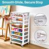 Vtopmart 8 Tier Rolling Cart with Drawers, Clear Plastic Drawers with Removable Dividers for Art &Office Supplies, Beauty Products, Toy, Under Desk Storage for Craft Room, Classroom