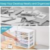 Vtopmart Clear Desk Organizer, 4-Tier Assemble Desktop File Organizer with Drawers, Office Desk Organization for Office Supplies