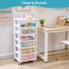 Vtopmart Plastic Drawer Storage Rolling Cart with Wheels, 4-Tier Drawer Organizer for Art Crafts Supplies, Home Office Supplies, Toys, Under Desk Storage for Office, Craft Room, Bedroom, Classroom(6 Tier 6 Drawers)