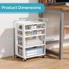 Vtopmart Plastic Drawer Storage Rolling Cart with Wheels, 4-Tier Drawer Organizer for Art Crafts Supplies, Home Office Supplies, Toys, Under Desk Storage for Office, Craft Room, Bedroom, Classroom(4 Tier 4 Drawers)