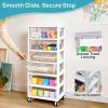 Vtopmart Plastic Drawer Storage Rolling Cart with Wheels, 4-Tier Drawer Organizer for Art Crafts Supplies, Home Office Supplies, Toys, Under Desk Storage for Office, Craft Room, Bedroom, Classroom(6 Tier 6 Drawers)