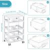 Vtopmart Plastic Drawer Storage Rolling Cart with Wheels, 4-Tier Drawer Organizer for Art Crafts Supplies, Home Office Supplies, Toys, Under Desk Storage for Office, Craft Room, Bedroom, Classroom(4 Tier 6 Drawers)