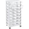 Vtopmart 8 Tier Rolling Cart with Drawers, Clear Plastic Drawers with Removable Dividers for Art &Office Supplies, Beauty Products, Toy, Under Desk Storage for Craft Room, Classroom