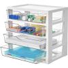 Vtopmart Clear Desk Organizer, 4-Tier Assemble Desktop File Organizer with Drawers, Office Desk Organization for Office Supplies