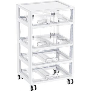 Vtopmart Plastic Drawer Storage Rolling Cart with Wheels, 4-Tier Drawer Organizer for Art Crafts Supplies, Home Office Supplies, Toys, Under Desk Storage for Office, Craft Room, Bedroom, Classroom(4 Tier 6 Drawers)
