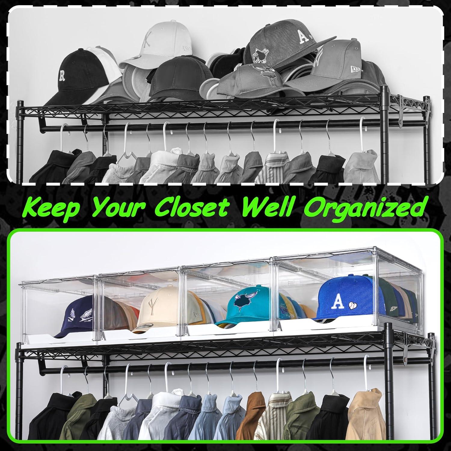 imageVtopmart 6 Pack Hat Organizer for Baseball Caps Clear Hats Holder Box with Drawer Large Cap Storage with Sliding Tray Stackable Rack Display Case with Magnetic Door Each Holds 12 Hats4