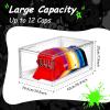 Vtopmart 6 Pack Hat Organizer for Baseball Caps, Clear Hats Holder Box with Drawer, Large Cap Storage with Sliding Tray, Stackable Rack Display Case with Magnetic Door, Each Holds 12 Hats(4)