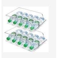 Vtopmart 2 Pack Plastic Fridge Water Bottle Storage Organizer Bins, Drink and Soda Can Holder for Refrigerator and Freezer, BPA Free, Clear