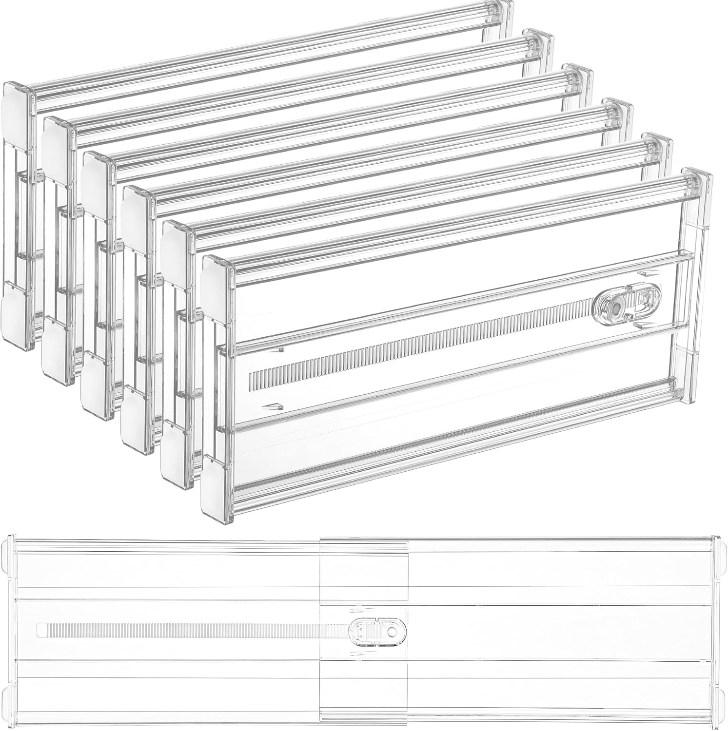 imageVtopmart 6 Pack 6 Tall Upgrade Drawer Dividers for Big and Deep Drawer 128223 Adjustable Expandable Dresser Drawer Organizer Clear Plastic Separators for Dresser Baby Supplies Kitchenware6