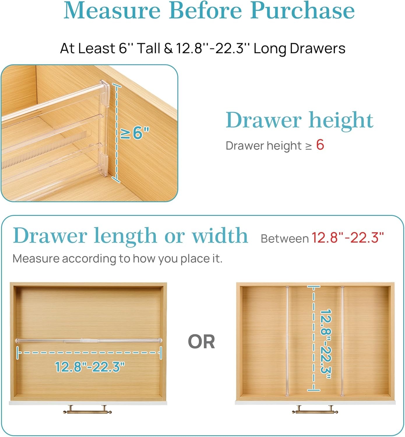 imageVtopmart 6 Pack 6 Tall Upgrade Drawer Dividers for Big and Deep Drawer 128223 Adjustable Expandable Dresser Drawer Organizer Clear Plastic Separators for Dresser Baby Supplies Kitchenware4