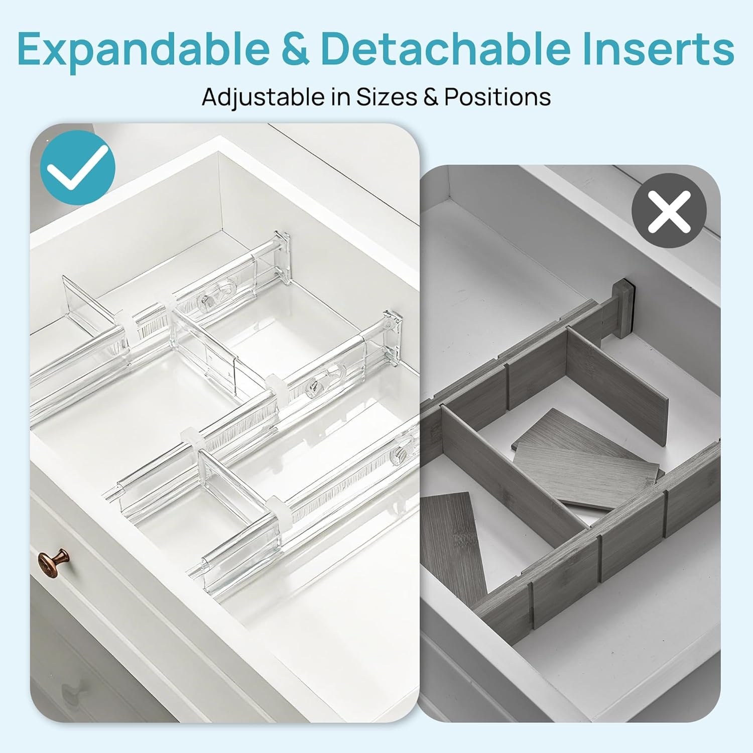 imageVtopmart 6 Pack 6 Tall Upgrade Drawer Dividers for Big and Deep Drawer 128223 Adjustable Expandable Dresser Drawer Organizer Clear Plastic Separators for Dresser Baby Supplies Kitchenware6