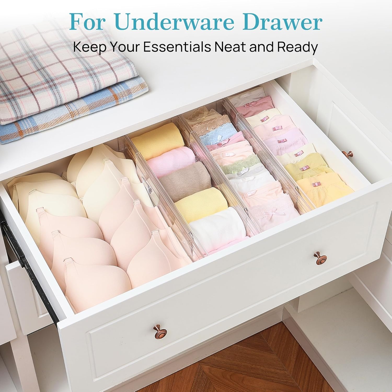 imageVtopmart 6 Pack 6 Tall Upgrade Drawer Dividers for Big and Deep Drawer 128223 Adjustable Expandable Dresser Drawer Organizer Clear Plastic Separators for Dresser Baby Supplies Kitchenware8