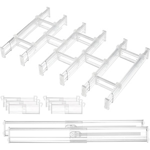 Vtopmart 6 Pack 6″ Tall Upgrade Drawer Dividers for Big and Deep Drawer, 12.8″-22.3″ Adjustable Expandable Dresser Drawer Organizer, Clear Plastic Separators for Dresser, Baby Supplies, Kitchenware(8)