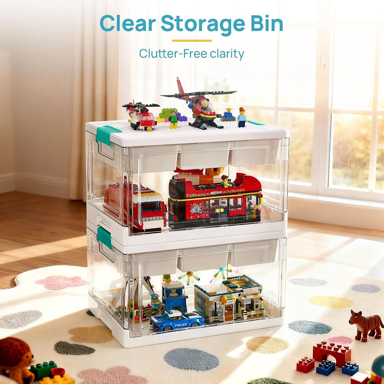 image:imageVtopmart 24 QT Plastic Storage Box with Building Baseplate Lid and Removable TrayCraft Organizer and Storage for Art Supplies Beads and Sewing1 Pack