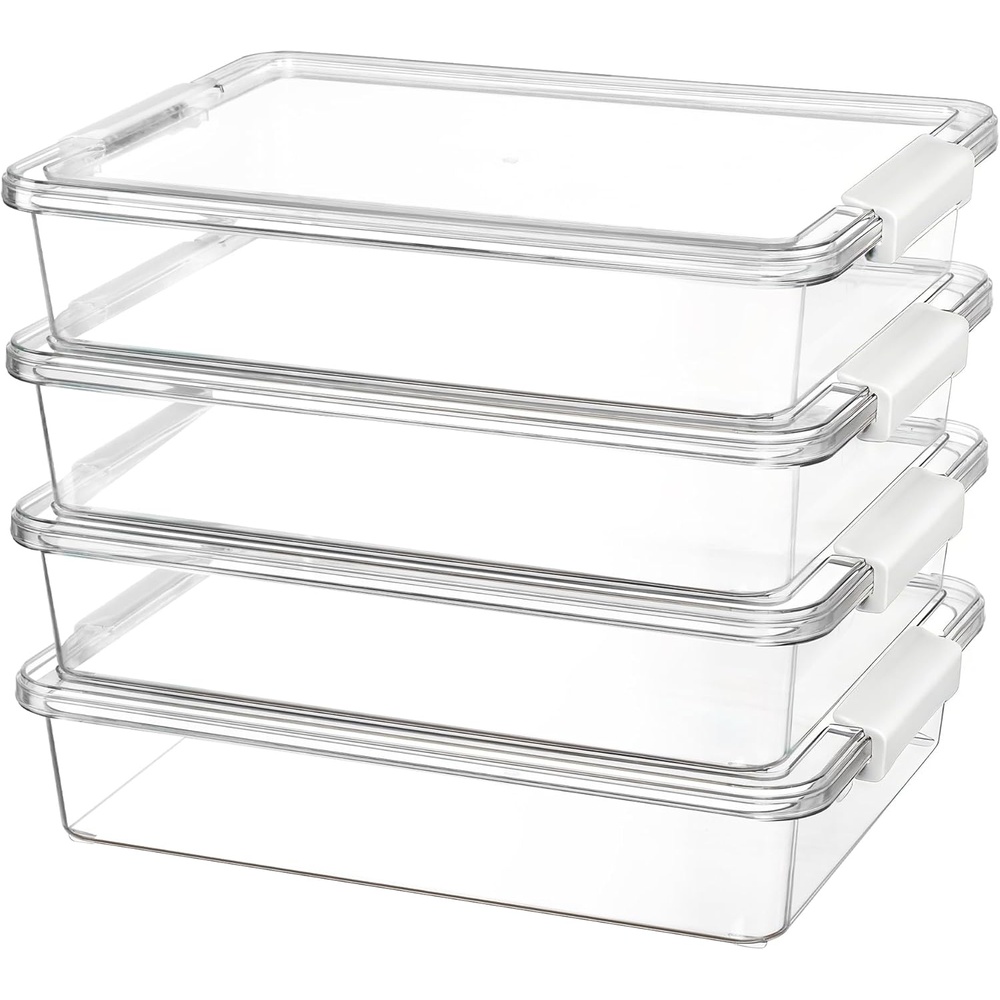 image:imageVtopmart 6 Qt Plastic Storage Bins with Lids Clear Sensory Bins Arts Crafts Organizers and Storage Stackable Containers for Home Office and School Supplies 4 Pack WhiteWhite