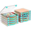 Vtopmart 3 Pack Board Game Storage with Handle and Snap-Tight Latch Lid, Craft Organizer Fit 12″ x 12″ Papers, Stackable Clear Storage Box for Scrapbook Storage, Art Supply Storage, Puzzle Storage(10 Pack)