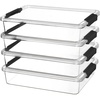 Vtopmart 6 Qt Plastic Storage Bins with Lids, Clear Sensory Bins, Arts Crafts Organizers and Storage, Stackable Containers for Home Office and School Supplies, 4 Pack, White(Black)