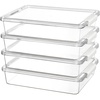 Vtopmart 6 Qt Plastic Storage Bins with Lids, Clear Sensory Bins, Arts Crafts Organizers and Storage, Stackable Containers for Home Office and School Supplies, 4 Pack, White(White)