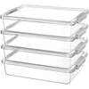 Vtopmart 6 Qt Plastic Storage Bins with Lids, Clear Sensory Bins, Arts Crafts Organizers and Storage, Stackable Containers for Home Office and School Supplies, 4 Pack, White(Grey)