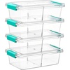 Vtopmart 6 Qt Plastic Storage Bins with Lids, Clear Sensory Bins, Arts Crafts Organizers and Storage, Stackable Containers for Home Office and School Supplies, 4 Pack, White(Teal)