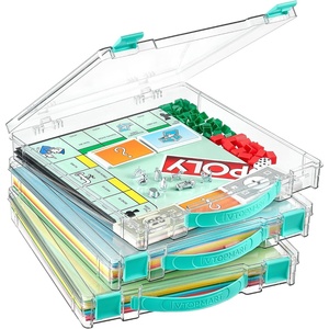 Vtopmart 3 Pack Board Game Storage with Handle and Snap-Tight Latch Lid, Craft Organizer Fit 12″ x 12″ Papers, Stackable Clear Storage Box for Scrapbook Storage, Art Supply Storage, Puzzle Storage(3 Pack)