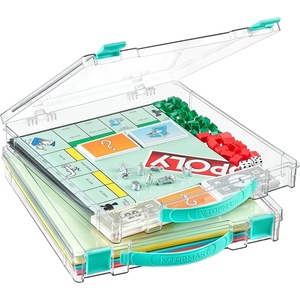 Vtopmart 3 Pack Board Game Storage with Handle and Snap-Tight Latch Lid, Craft Organizer Fit 12″ x 12″ Papers, Stackable Clear Storage Box for Scrapbook Storage, Art Supply Storage, Puzzle Storage(2 Pack)