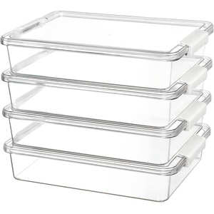 Vtopmart 6 Qt Plastic Storage Bins with Lids, Clear Sensory Bins, Arts Crafts Organizers and Storage, Stackable Containers for Home Office and School Supplies, 4 Pack, White(White)