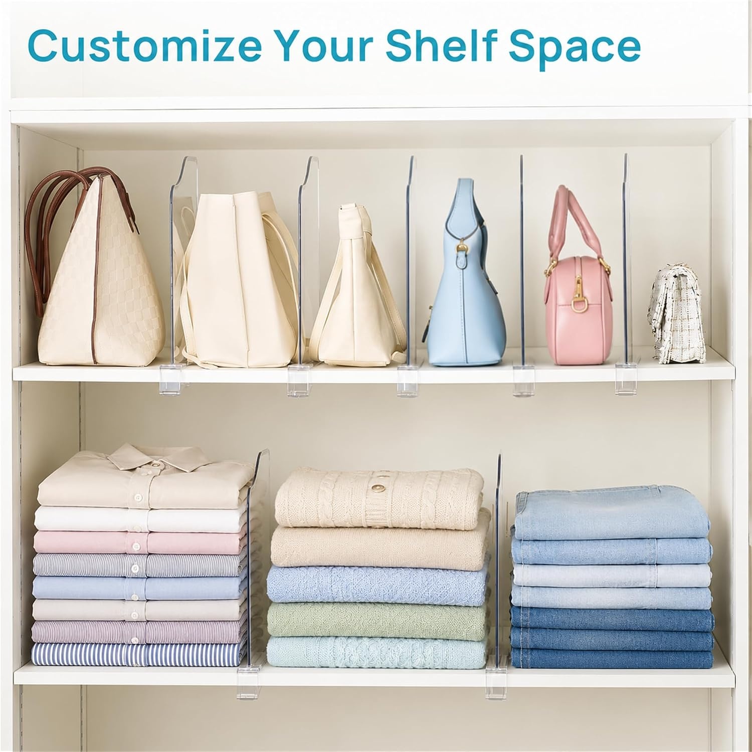 image:imageVtopmart 12 Extra Tall x 117 Deep Shelf Dividers 12 Pack For Closet Organization Maximizes Closet Vertical Space Easy to Install Fit Deep Shelf Thicknesses From 04 to 135117W x 12H