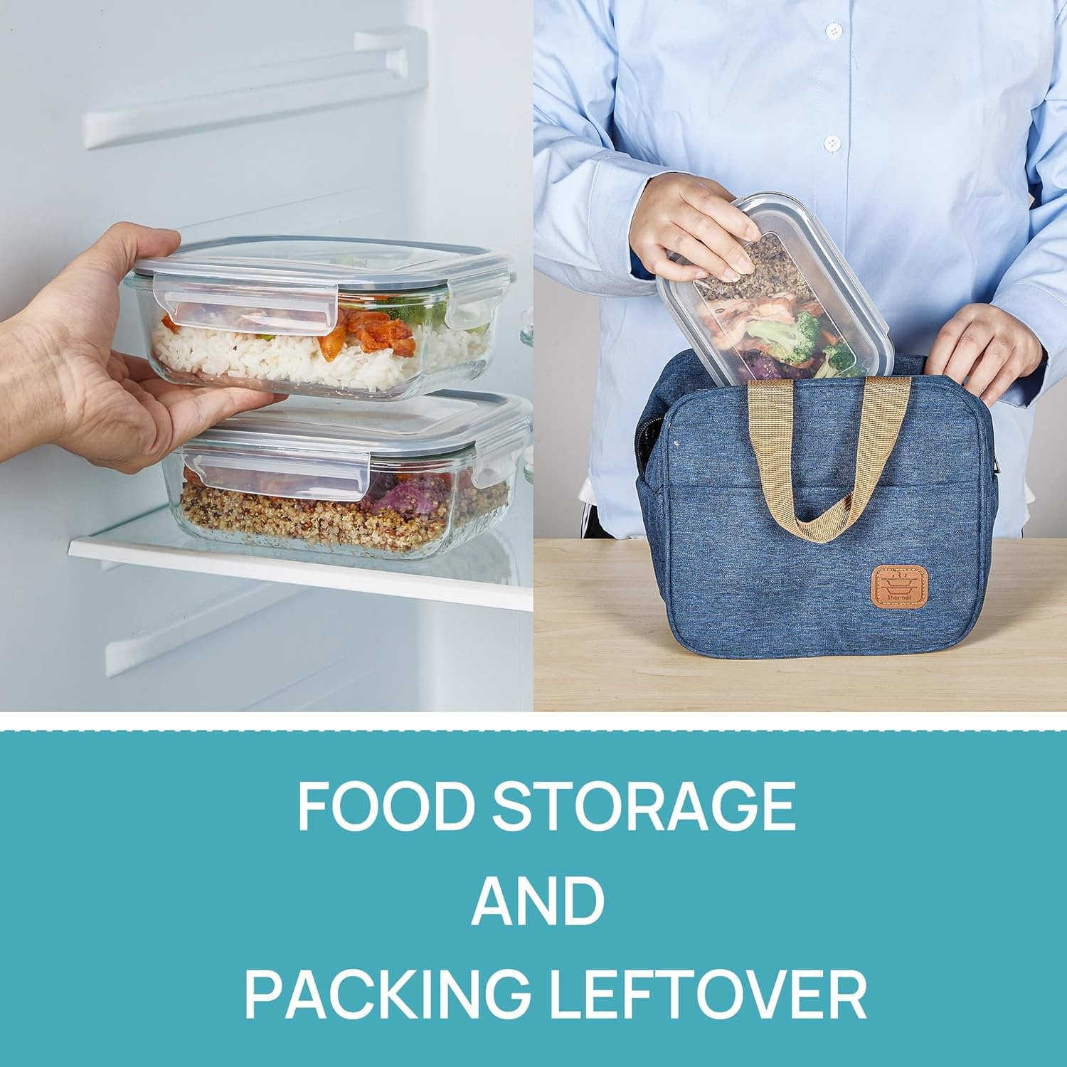 image:imageVtopmart 5Pack 30oz Glass Meal Prep Container Sets with Lids Grey Glass Food Storage Containers Snap Airtight Lid For Microwave Oven Freezer and Dishwasher Safe BPA FreeGrey