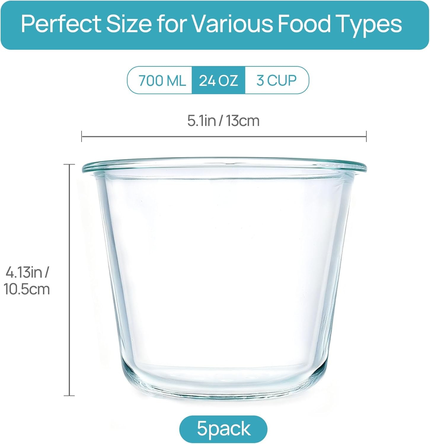 image:imageVtopmart 5Pack 30oz Glass Meal Prep Container Sets with Lids Grey Glass Food Storage Containers Snap Airtight Lid For Microwave Oven Freezer and Dishwasher Safe BPA FreeGreen