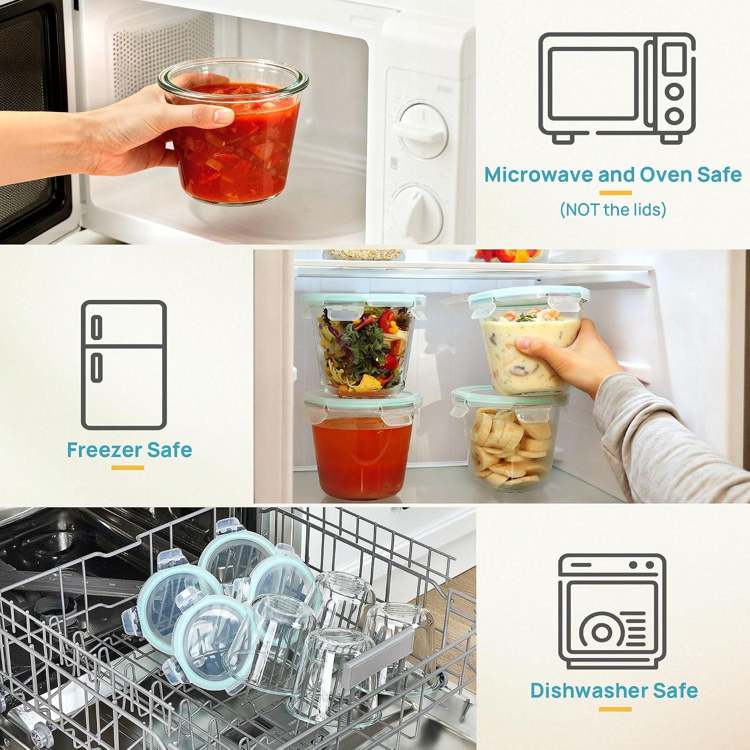 image:imageVtopmart 5Pack 30oz Glass Meal Prep Container Sets with Lids Grey Glass Food Storage Containers Snap Airtight Lid For Microwave Oven Freezer and Dishwasher Safe BPA FreeGreen