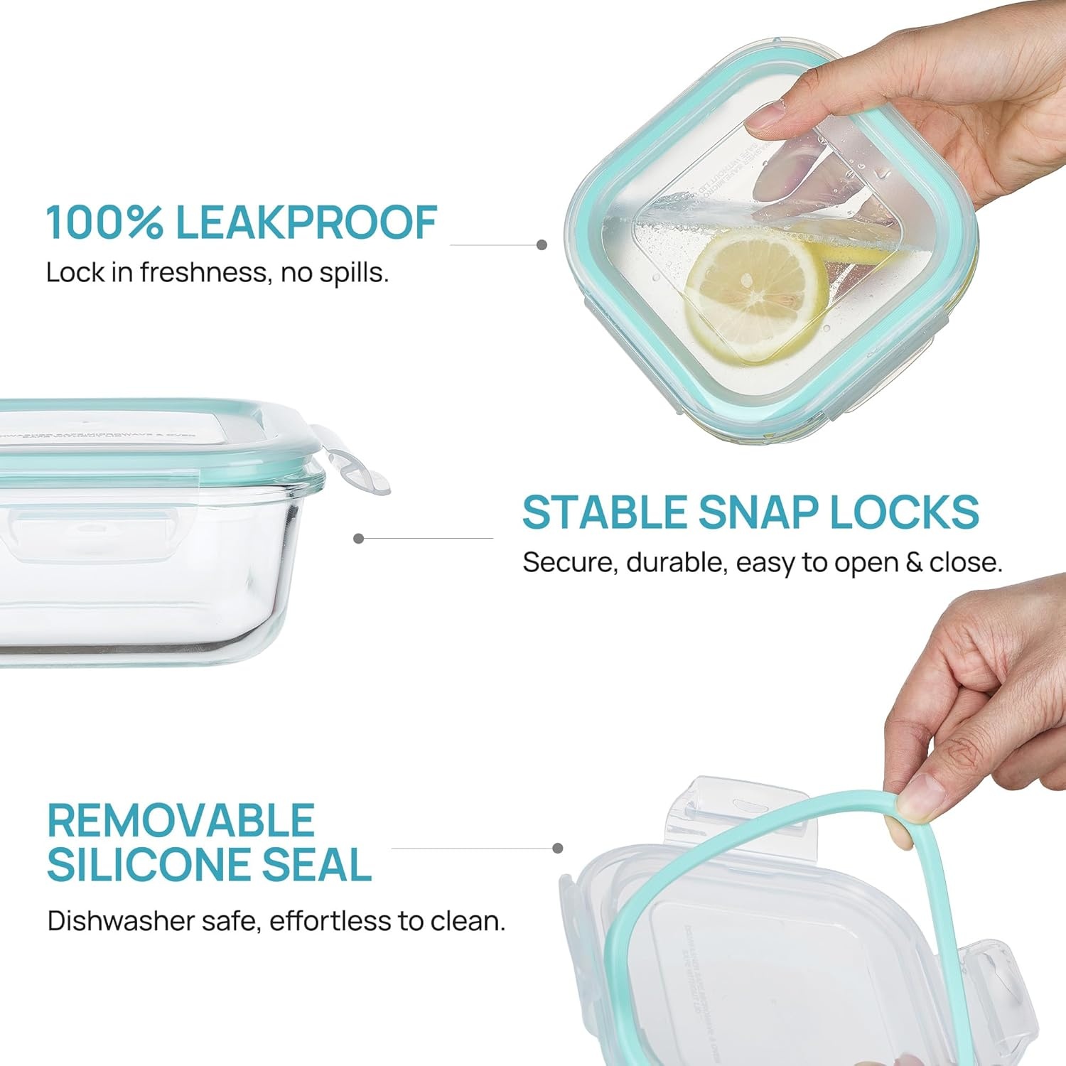 image:imageVtopmart 5Pack 30oz Glass Meal Prep Container Sets with Lids Grey Glass Food Storage Containers Snap Airtight Lid For Microwave Oven Freezer and Dishwasher Safe BPA FreeGreen