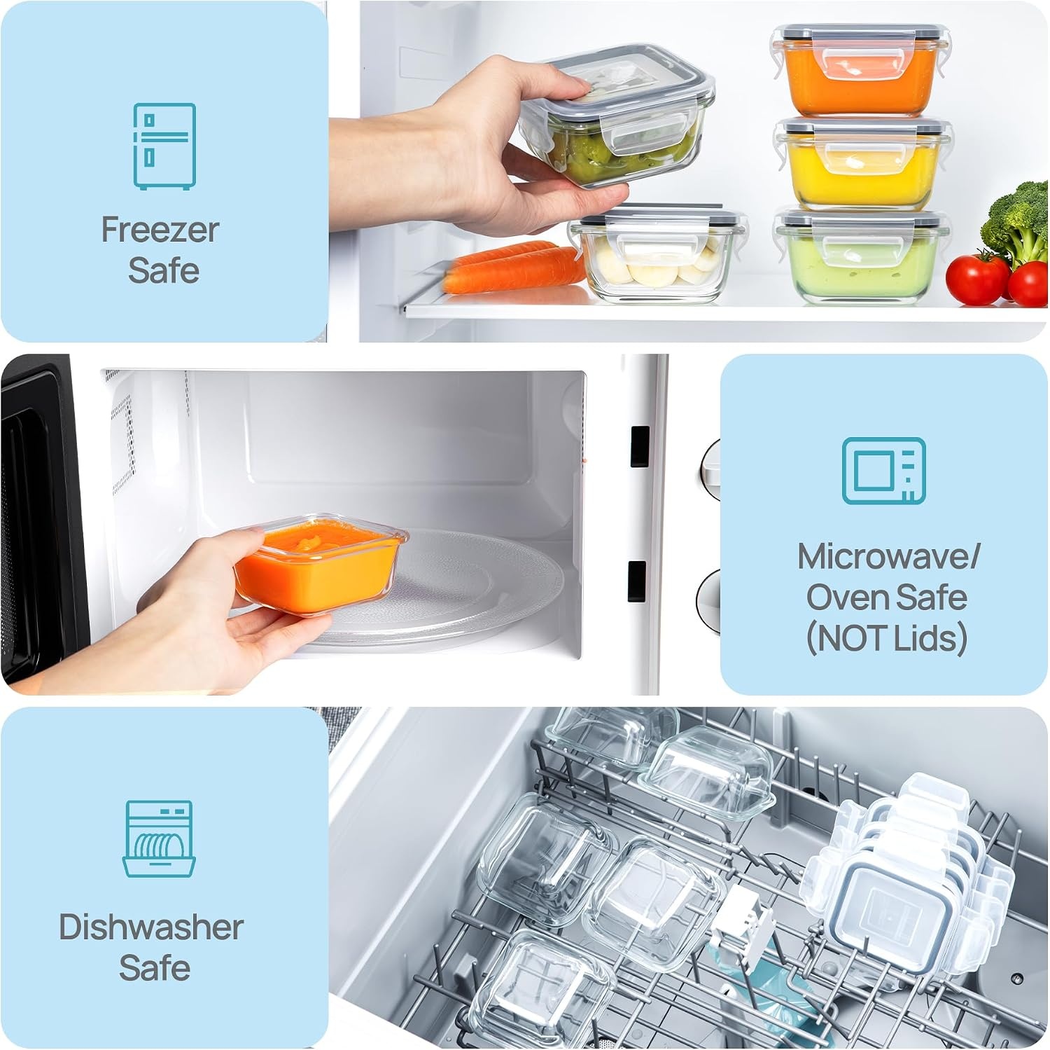 image:imageVtopmart 5Pack 30oz Glass Meal Prep Container Sets with Lids Grey Glass Food Storage Containers Snap Airtight Lid For Microwave Oven Freezer and Dishwasher Safe BPA FreeGrey