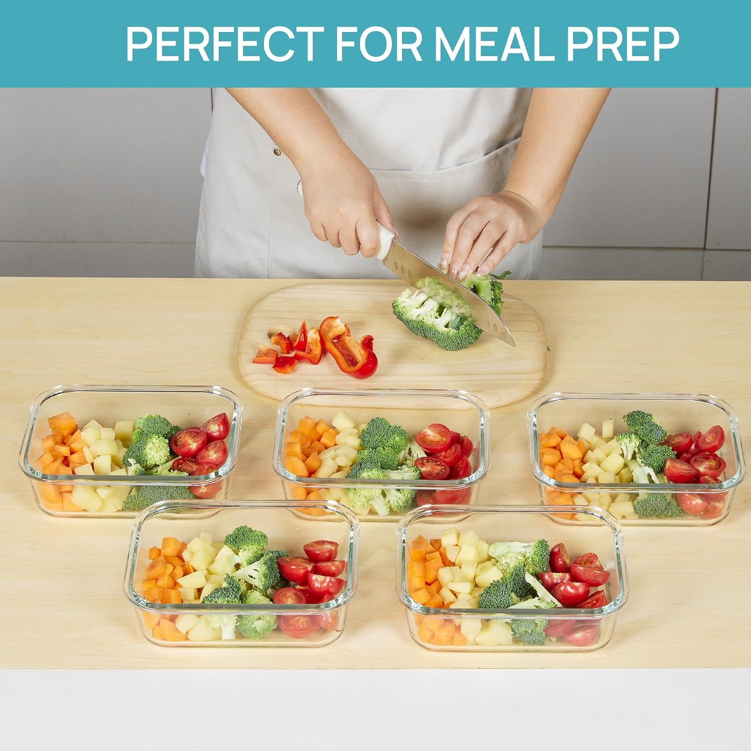 image:imageVtopmart 5Pack 30oz Glass Meal Prep Container Sets with Lids Grey Glass Food Storage Containers Snap Airtight Lid For Microwave Oven Freezer and Dishwasher Safe BPA FreeGrey