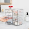 Vtopmart 4 Set Acrylic Desk Organizer with 16 Drawers for Office, Makeup | Clear Storage Drawers for Office Supplies, Desktop Organization for Makeup, Jewelry, Art Crafts, Bead, Pen, Stationary(C)